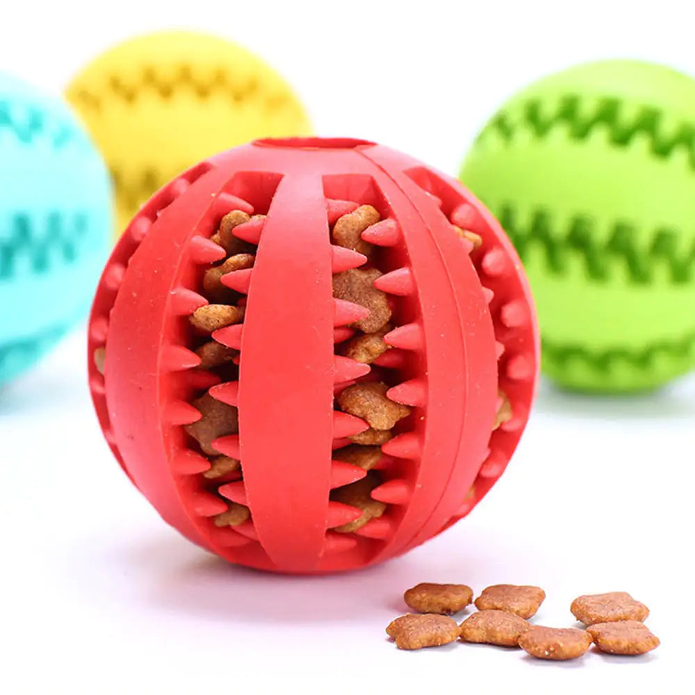 Interactive rubber dog balls for fetch and chew