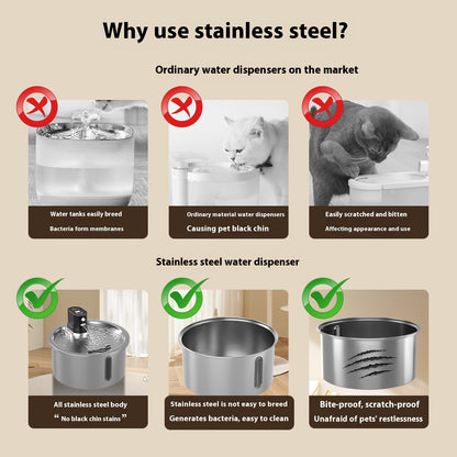 Stainless steel cat water fountain