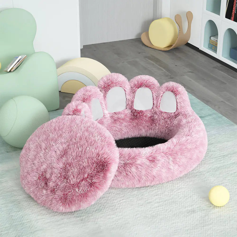 Long plush calming cat bed