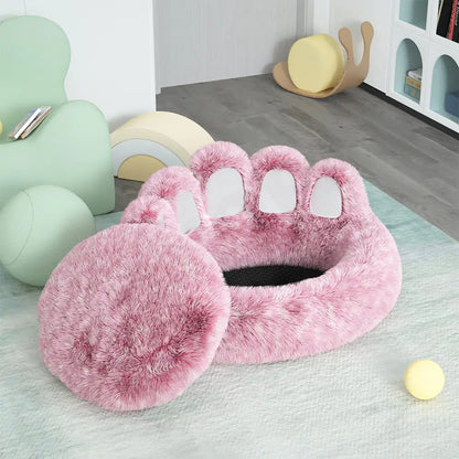 Long plush calming cat bed