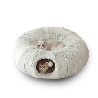 2-in-1 cat tunnel bed for play and rest