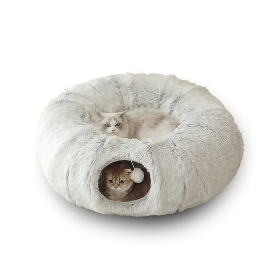 2-in-1 cat tunnel bed for play and rest