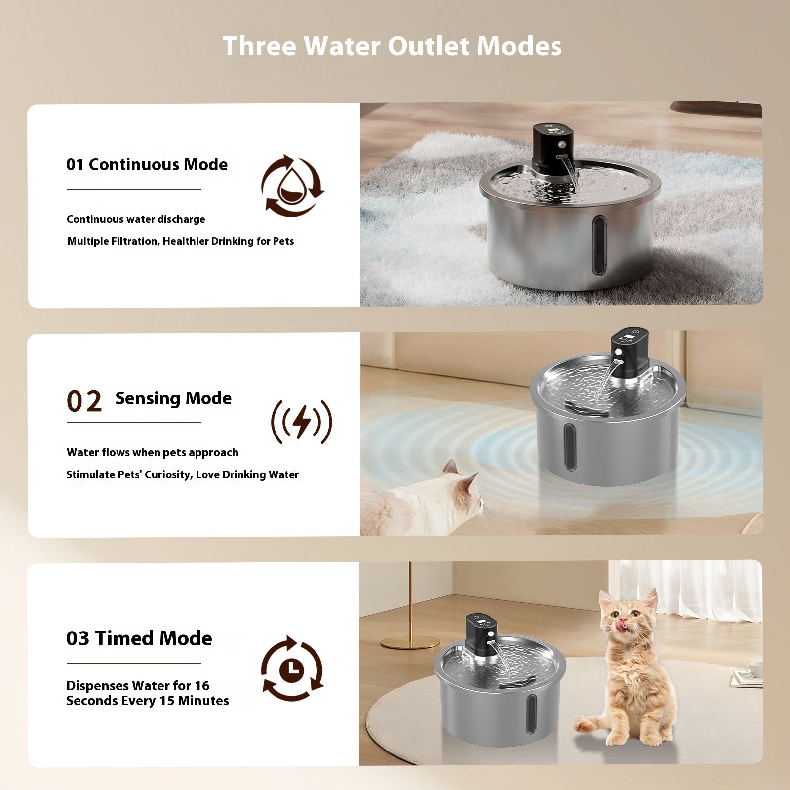 Stainless steel cat water fountain