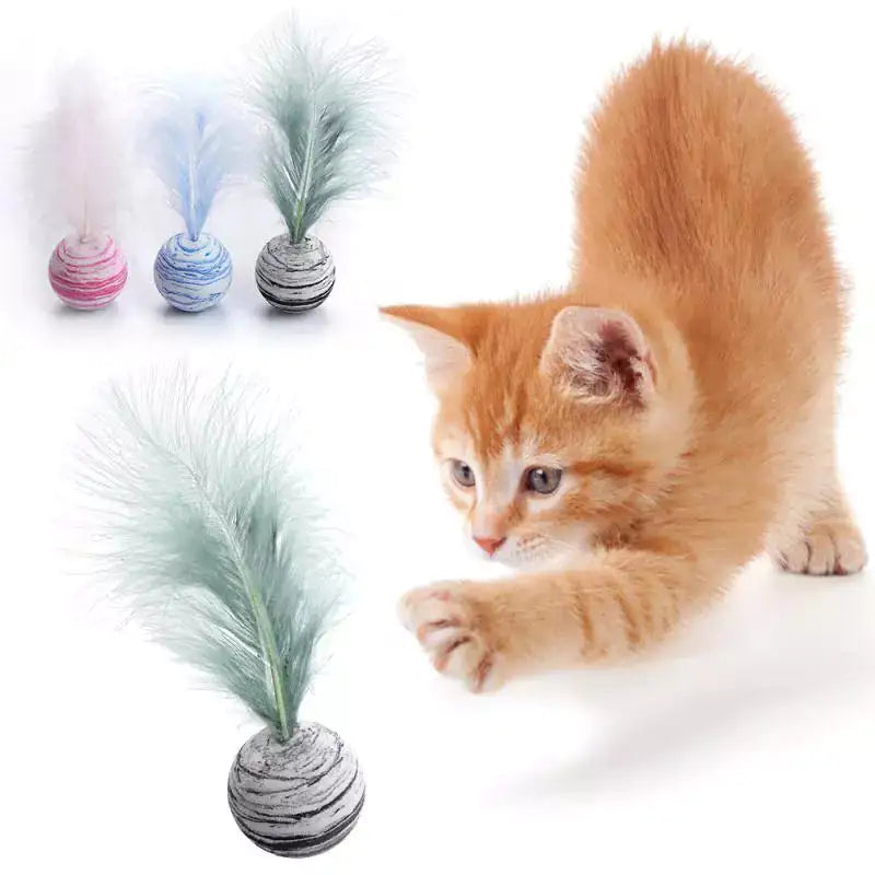 Feather ball cat toy
